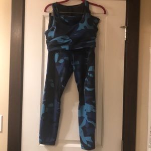 Zyia blue camo pant and bra set